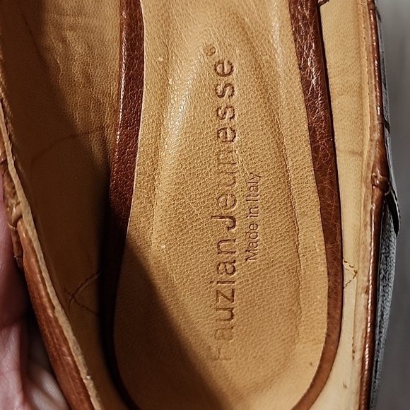 Fauzian Jeunesse Braided Woven Leather Pointy Toe Low Heel Tan Size - Picture 4 of 9